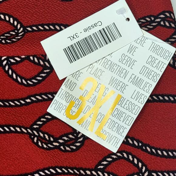 LuLaRoe Cassie Skirt 3XL Red Nautical Rope Knot Summer Coastal Fitted Pencil - Picture 3 of 9